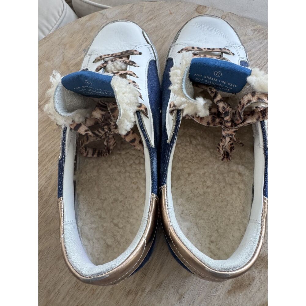 GOLDEN GOOSE Superstar Classic Denim Shearling Shoe in Blue/ Beige Size 8 - Picture 4 of 9
